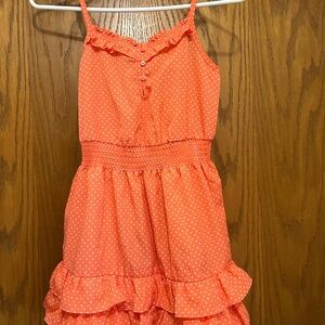 Cherokee Orange Pink Ruffled Tiered Sundress